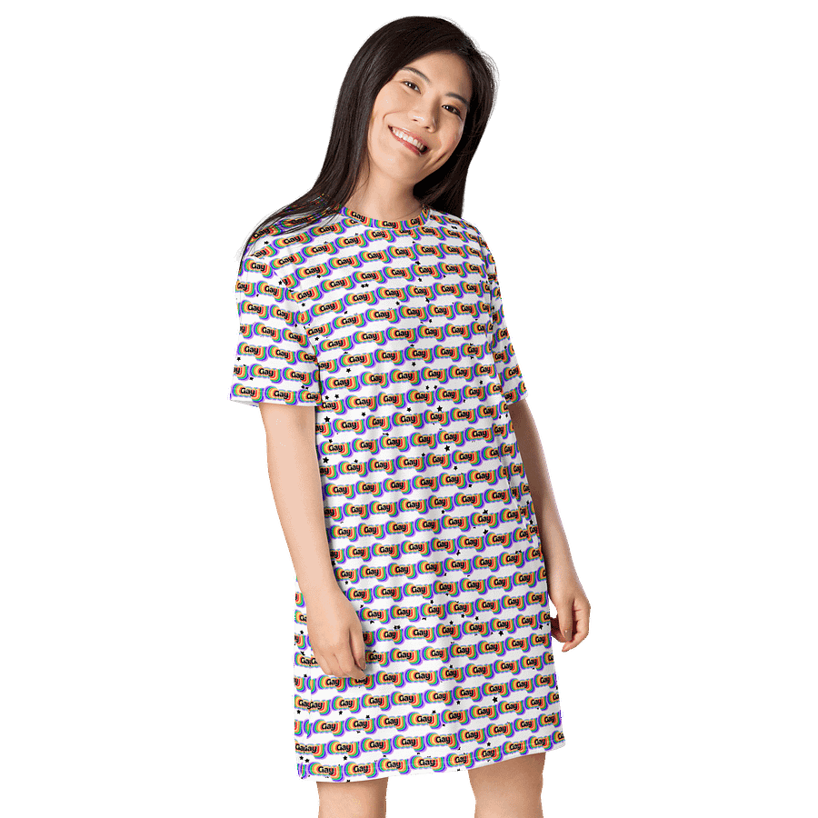 LGBTQIAP2S+ 2025, Rainbow Gay, White Tee Dress product image (4)