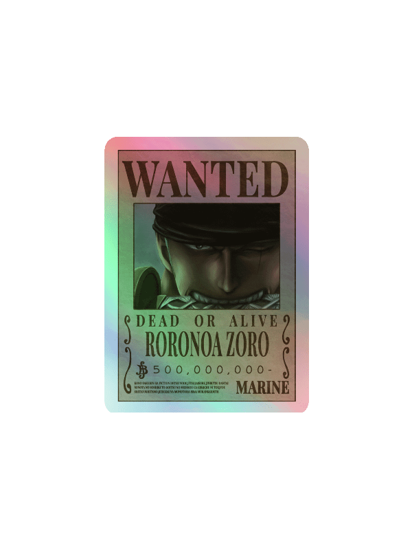 Roronoa Zoro Wanted Poster Holographic Sticker Sheet product image (9)