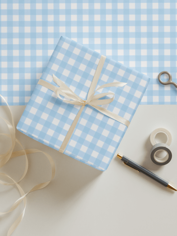 Classic Blue Gingham Gift Wrap Set (Set of 3) product image (1)