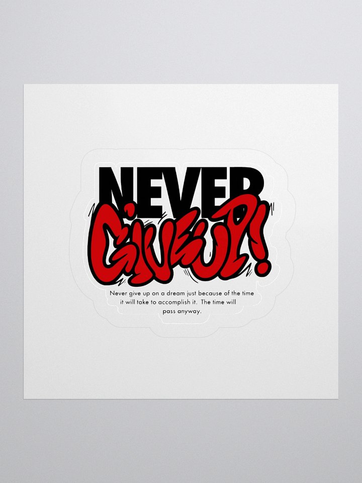 Never Give Up – Red Graffiti Motivational Sticker product image (1)