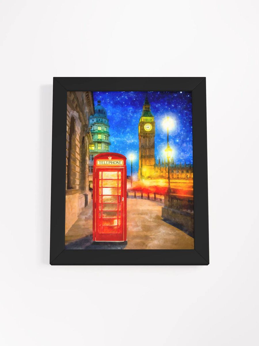 London Phone Box Art – Big Ben At Night Framed Poster product image (2)