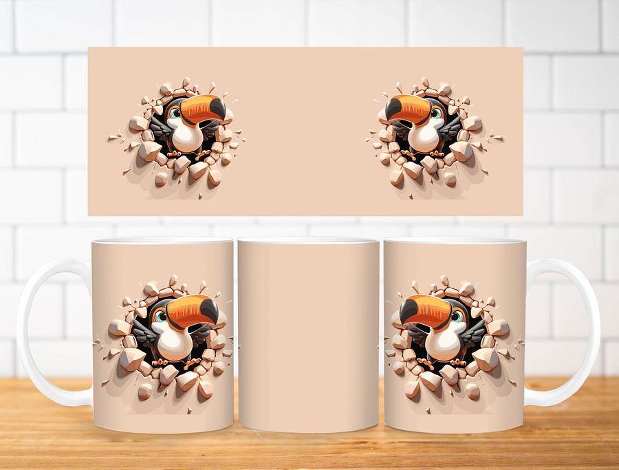 Cute Toucan Sublimation Design, 11oz & 20oz Mug Template, Mug Wrap Template PNG, Digital Download product image (2)