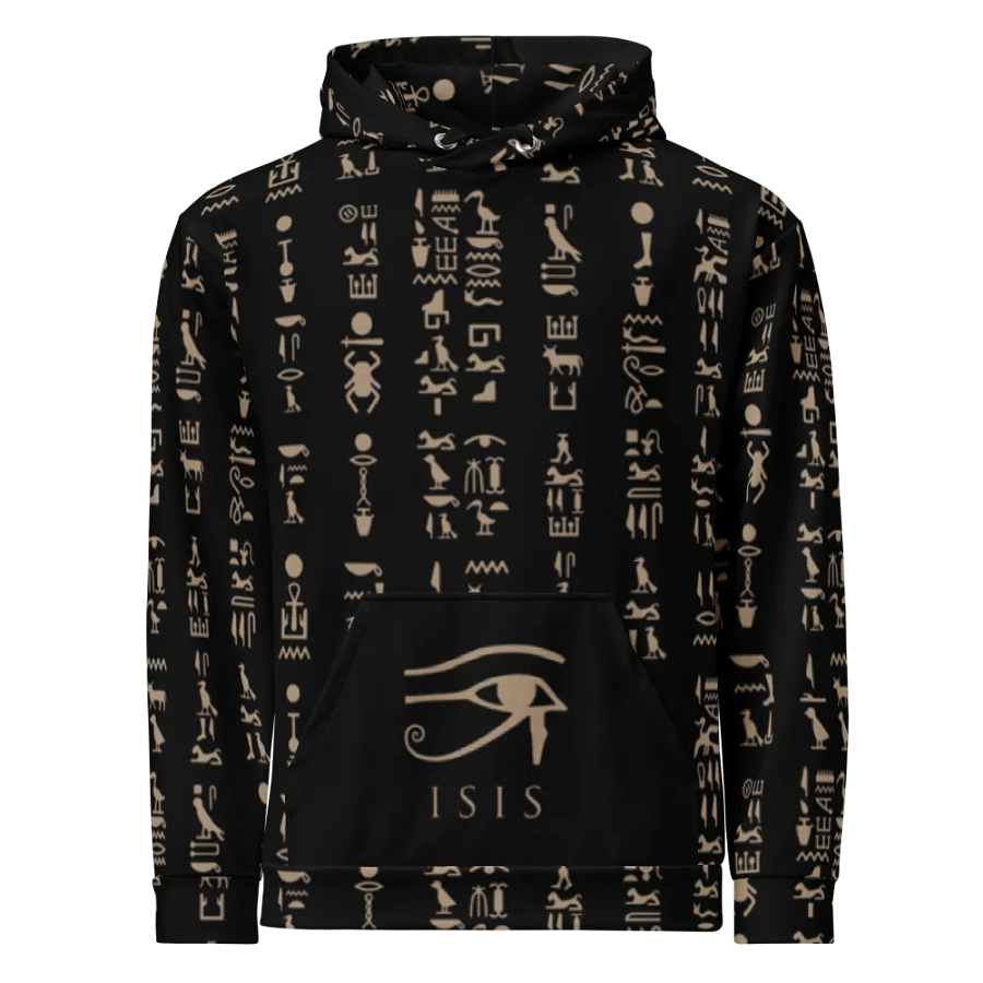 Isis Black Hieroglyphs All Over Print Unisex Hoodie product image (1)
