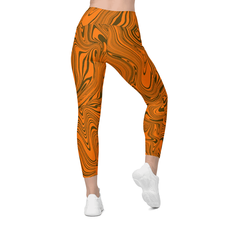 Leggings with Pockets - Abstract Orange Swirls product image (2)