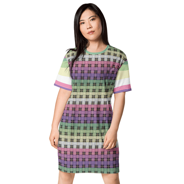 Genderfae Pride Plaid T-shirt Dress product image (1)