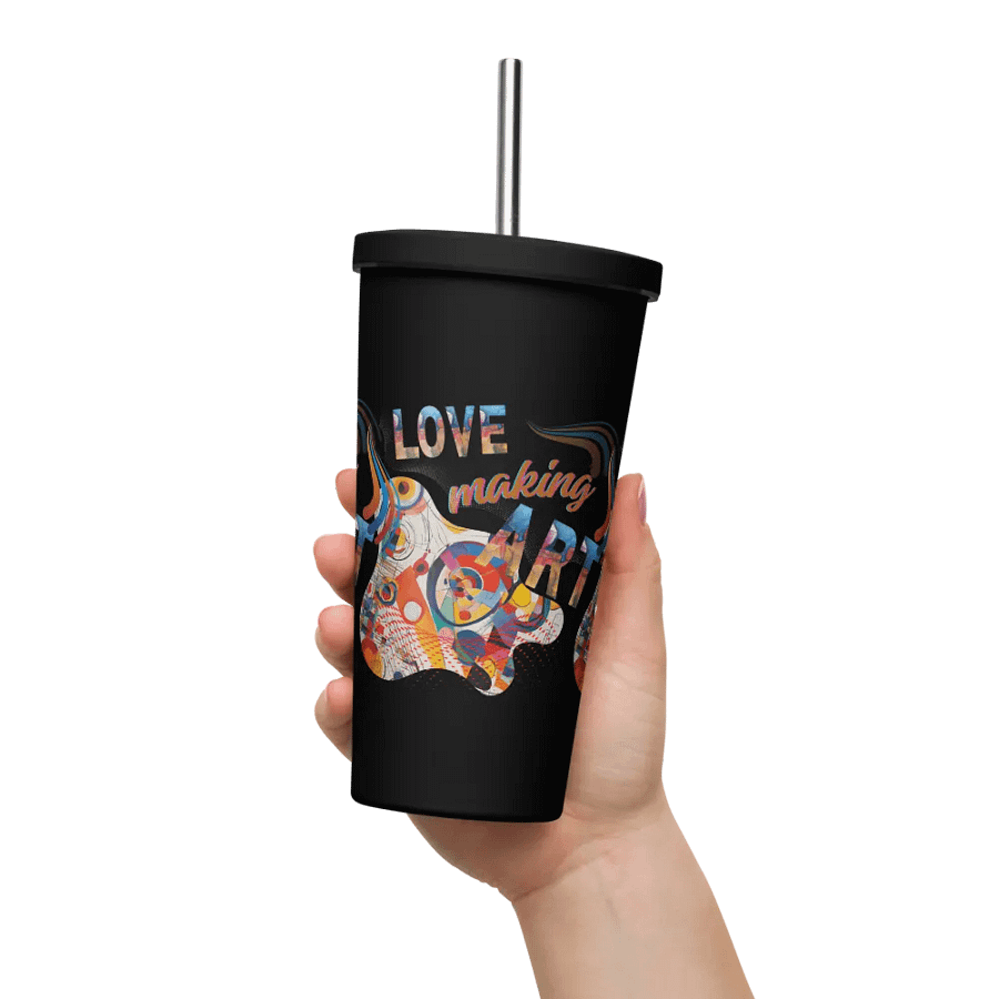 Insulated  tumbler Kadinsky inspired colorful design for the artist. 'Love making art'  Perfect gift for mom, dad, son, daughter colleague, friend who loves arty things product image (11)