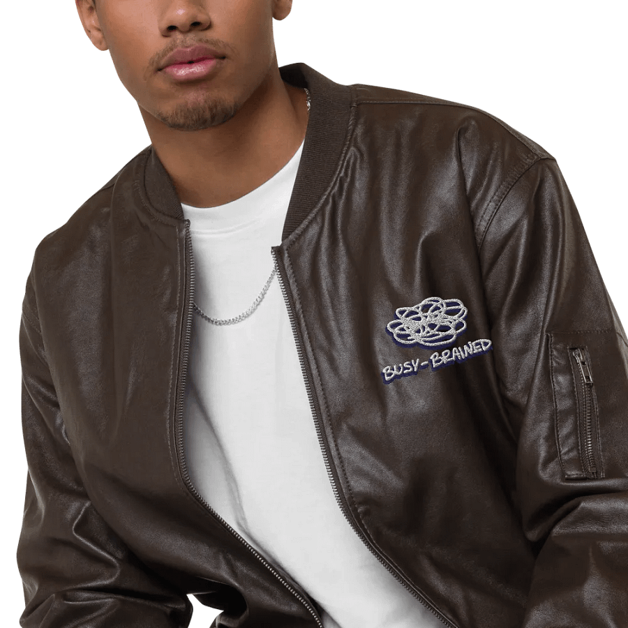 BUSY-BRAINED (navy shadow design) faux leather jacket product image (8)