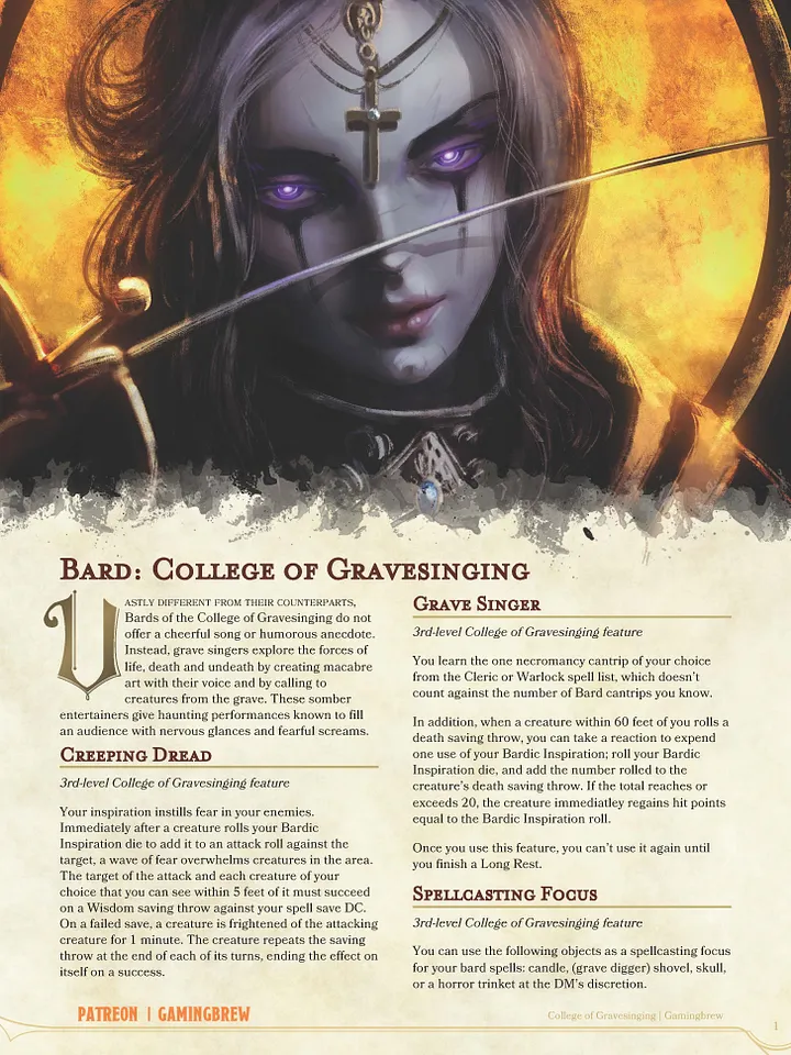 College of Gravesinging | 5E Bard Subclass product image (2)