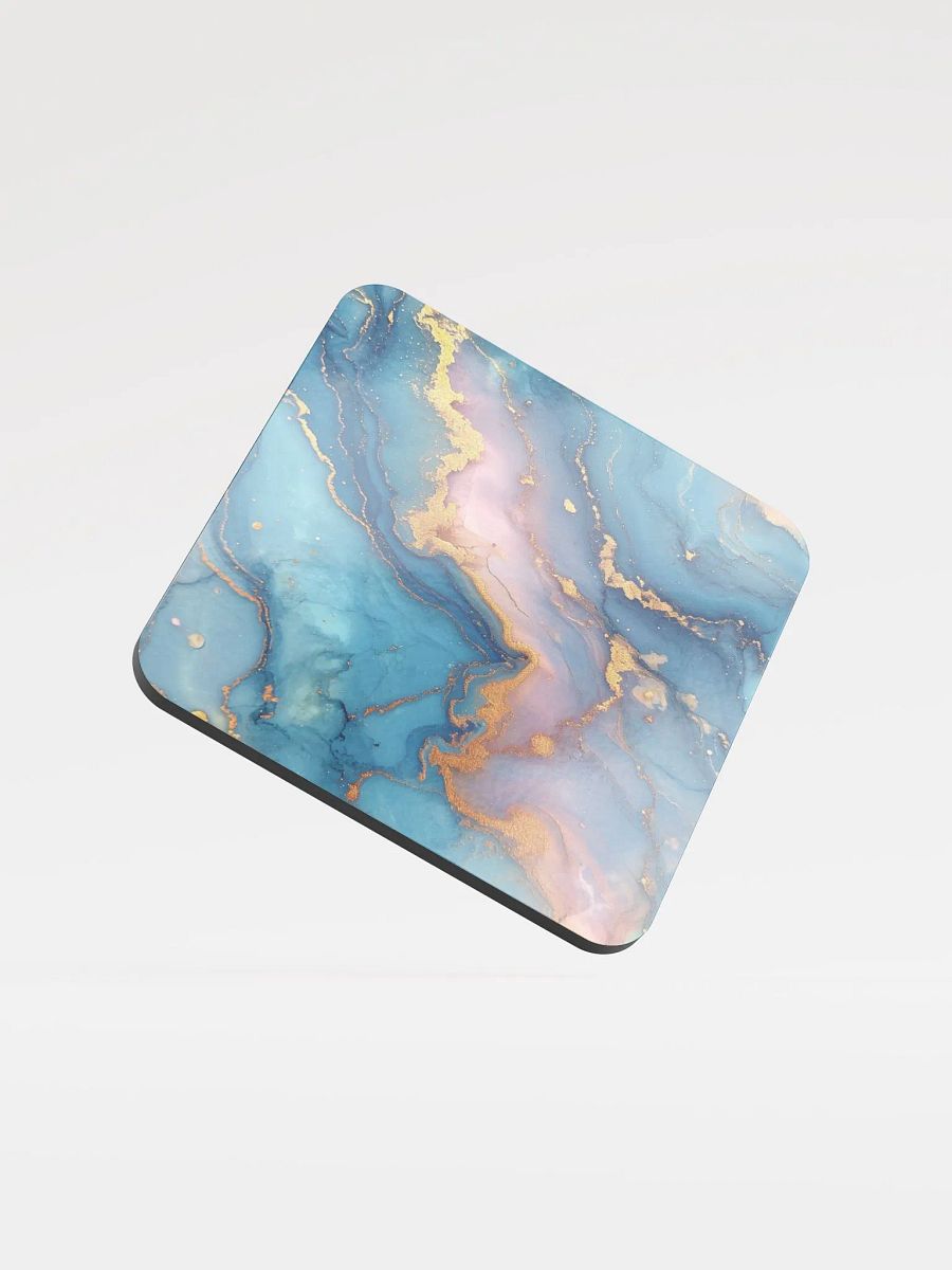 Blue Pink and Gold Alcohol Ink Glossy Cork Coaster by Treasure Pie product image (3)