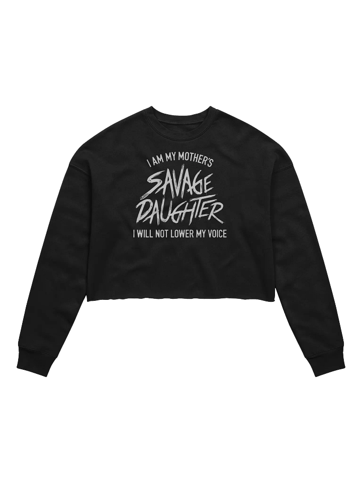 Savage Daughter Women's Fleece Crop Sweatshirt (white print) product image (2)