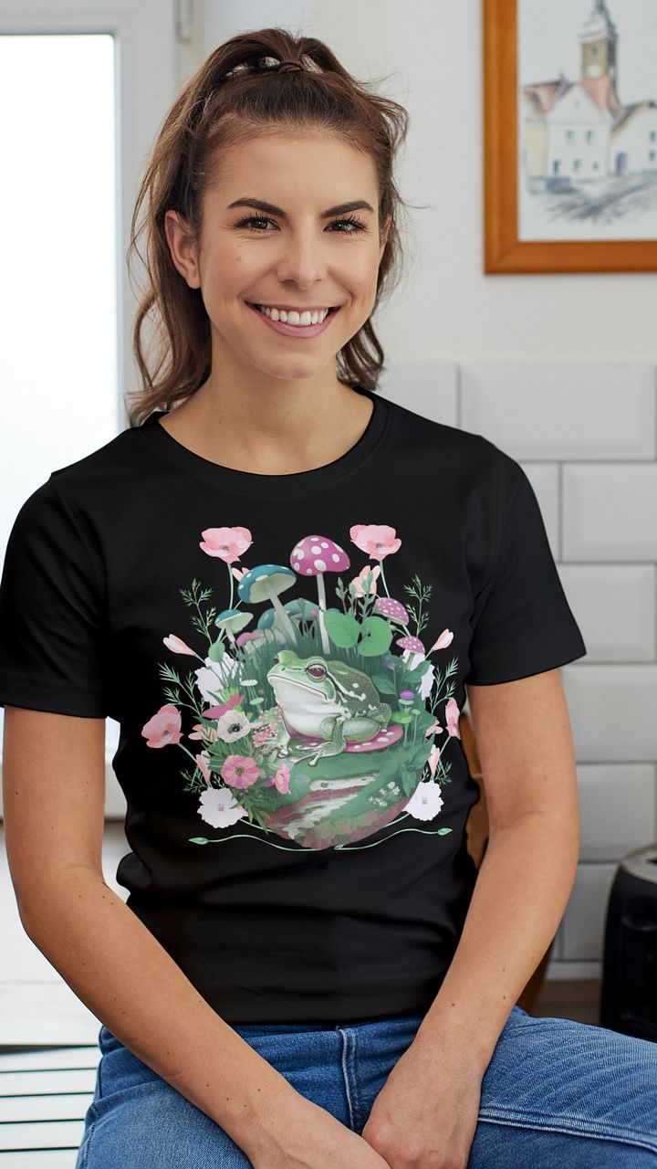 Cottagecore Frog Mushrooms T-Shirt product image (1)