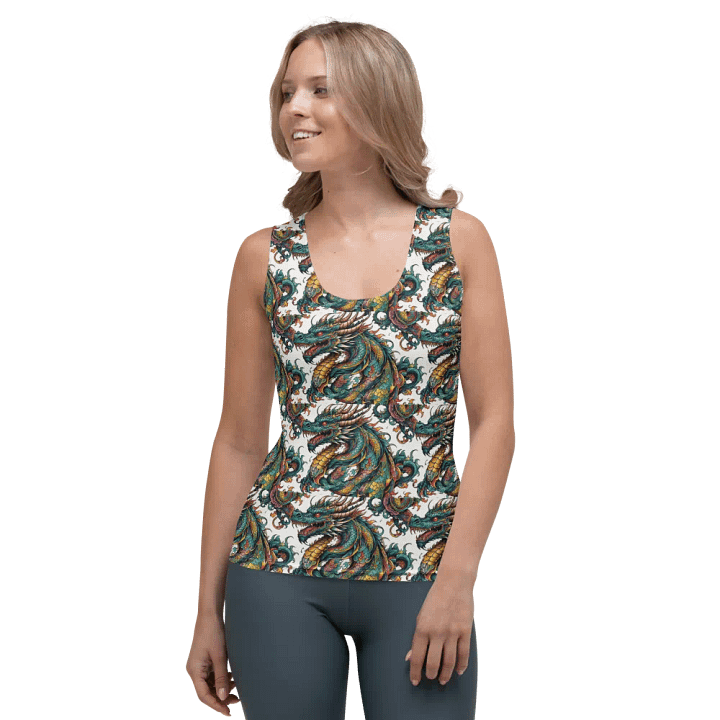 Vivid Dragon Print Sleeveless Shirt: Trendy Mythical Creature Tank Top for Unique Style product image (1)
