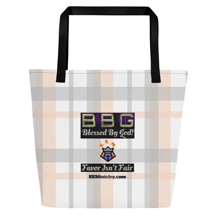 Pink Plaid Tote Bag with Pocket product image (1)