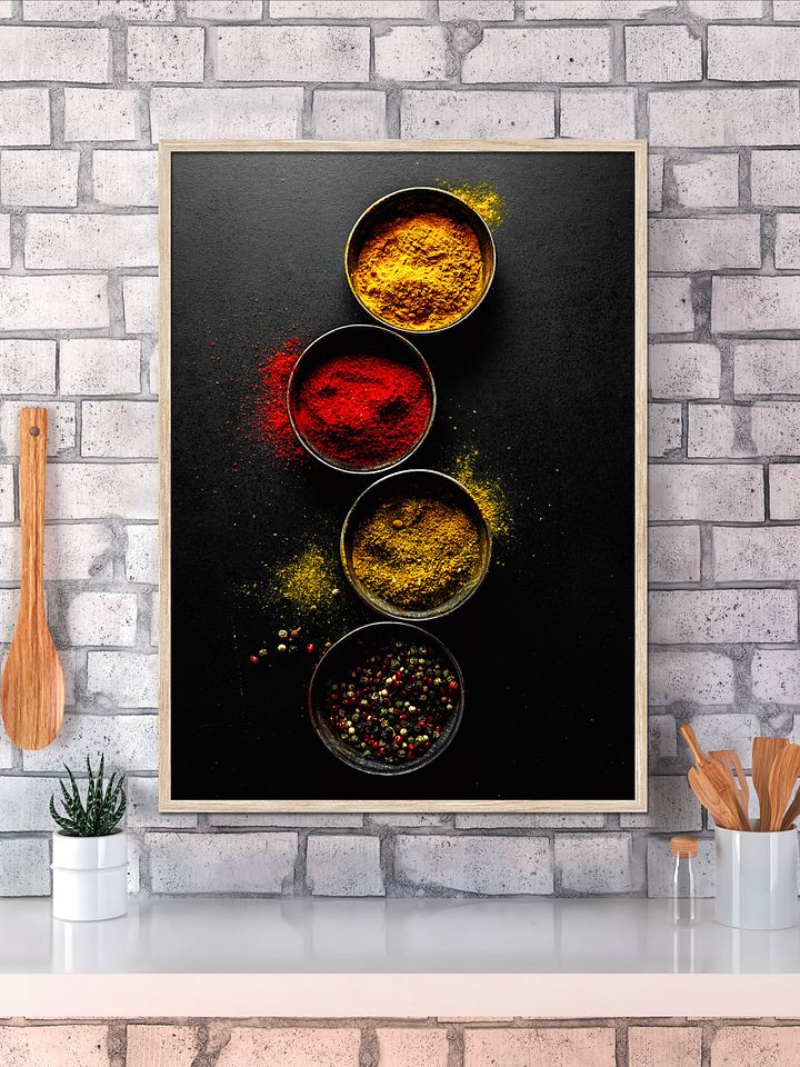 Food kitchen poster: Colorful spices (Italian, Spanish cuisine) — Kitchen wall decor, kitchen art print, aesthetic poster, minimalist poster product image (1)