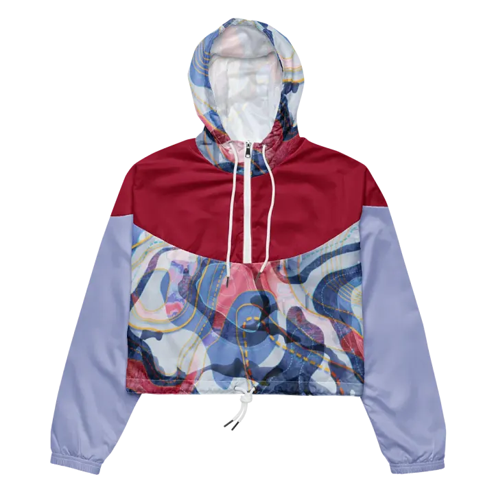 Tectonic map Women's Cropped Windbreaker product image (1)
