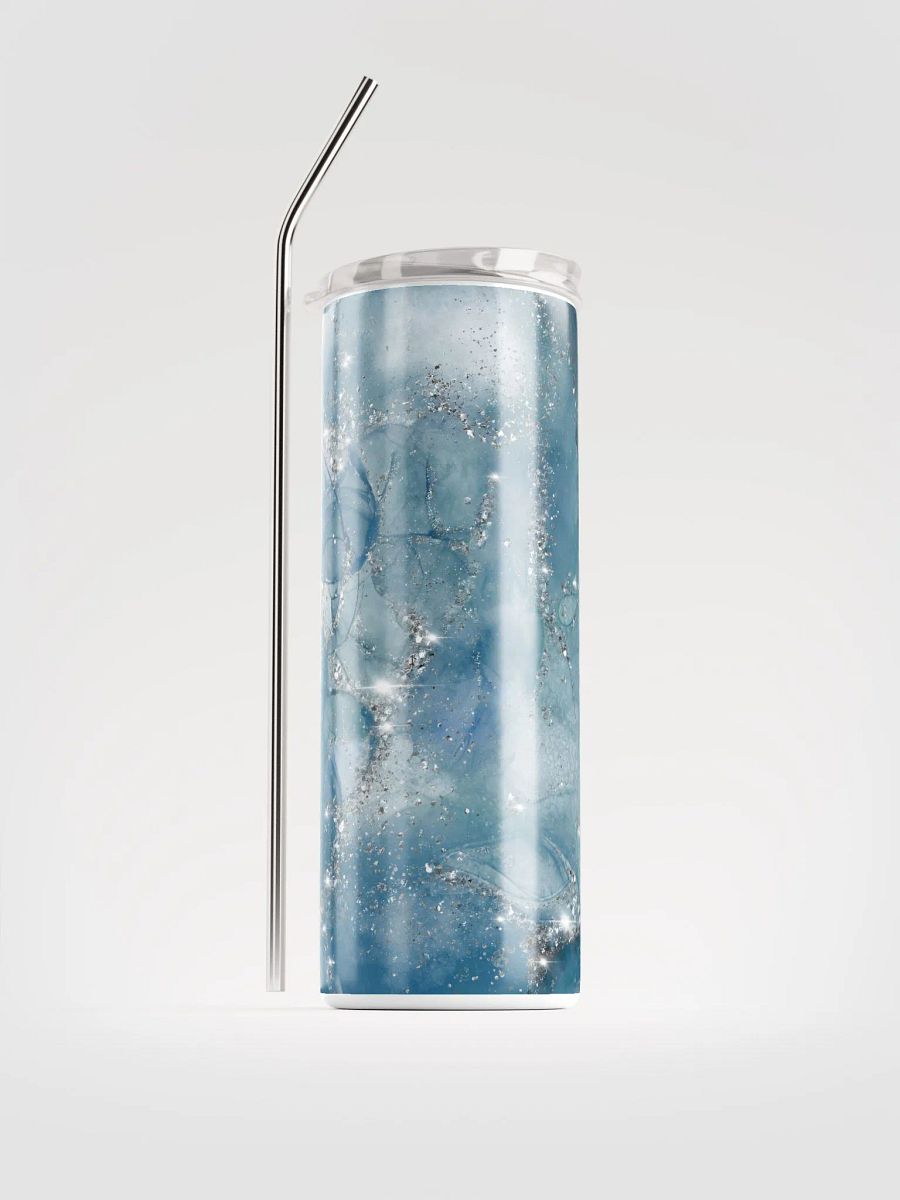 Blue and Silver Stainless Steel Tumbler | Eco-Friendly 20oz with Reusable Straw product image (1)