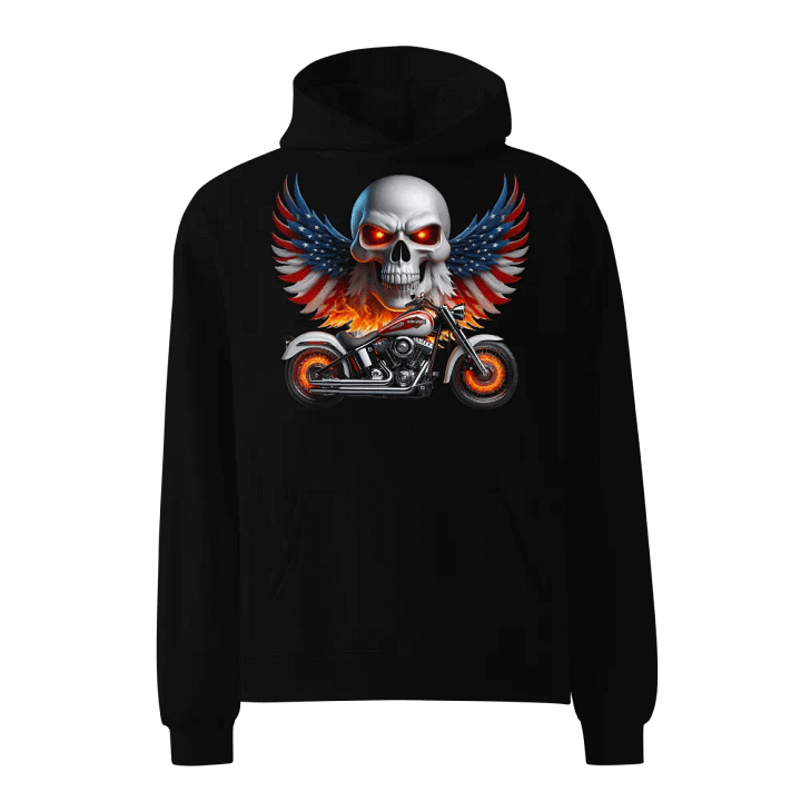 Winged Skull Motorcycle Oversized Hoodie #13 product image (1)