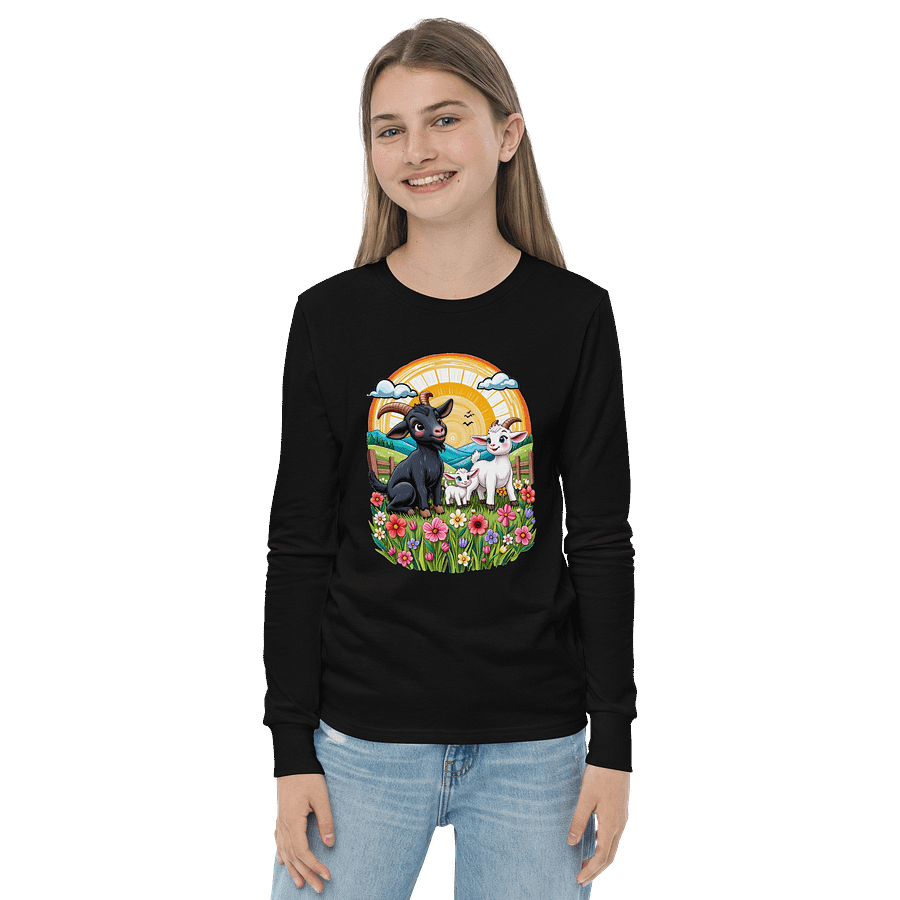 Whimsical Meadow Goats Youth Long Sleeve Tee product image (2)