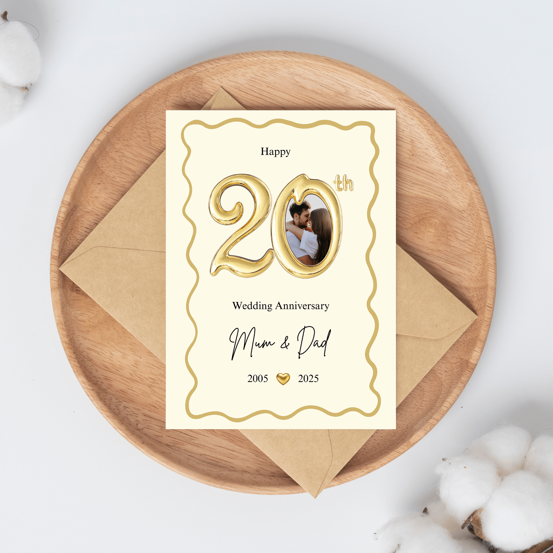 Gold Balloon-style 20th Year Wedding Anniversary Photo Card Template product image (4)