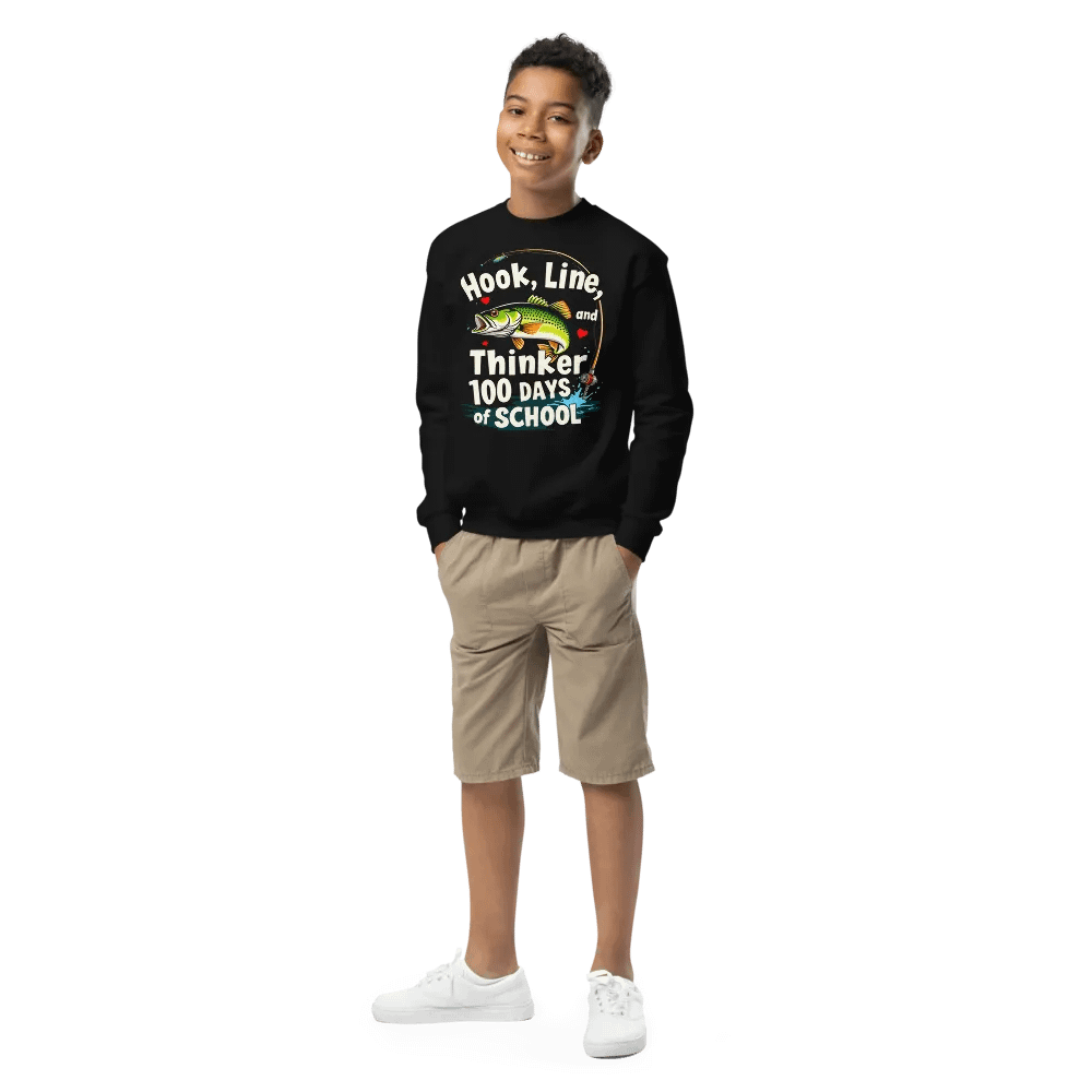 Hook, Line, Thinker 100 Days of School Youth Sweatshirt product image (1)