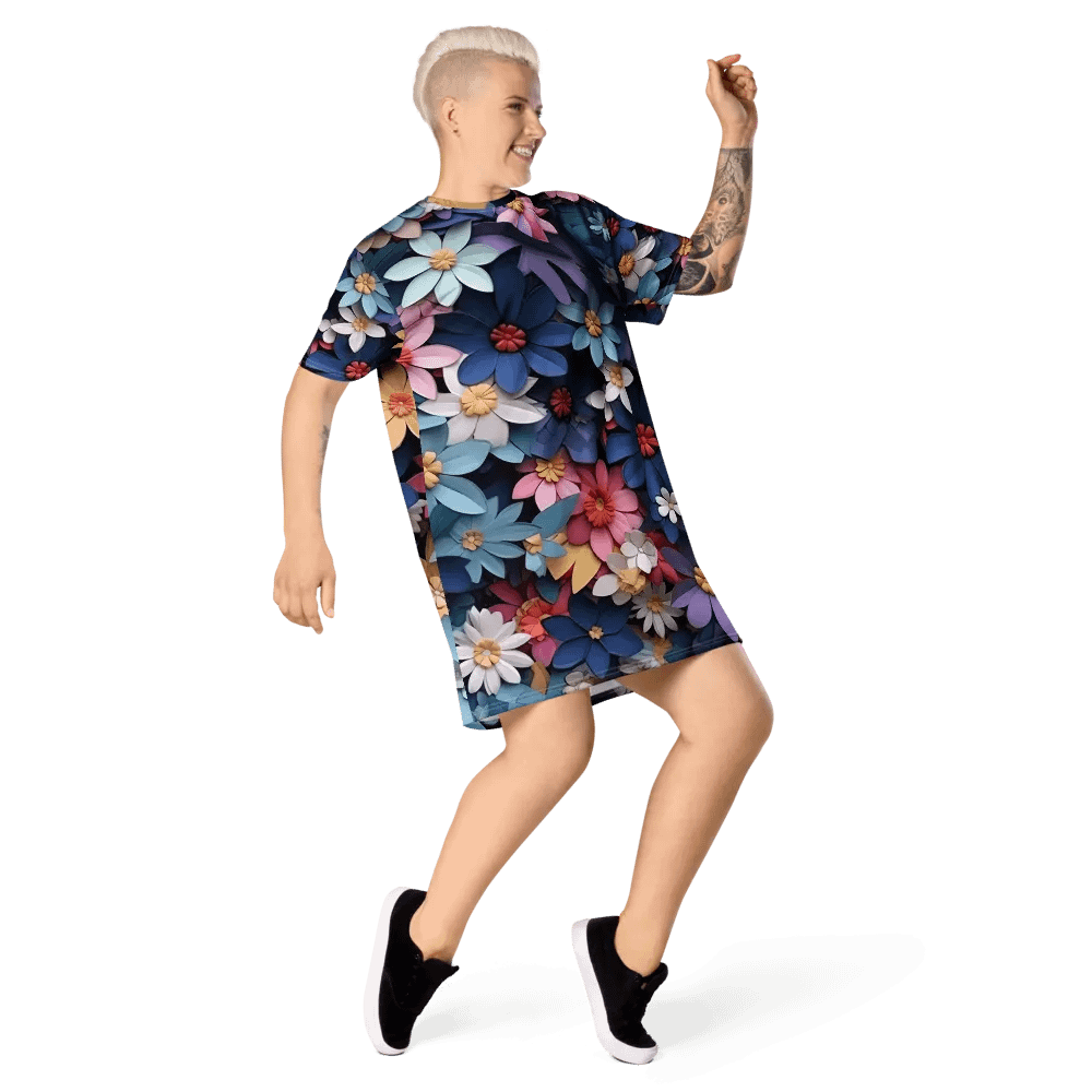 3D-Ditsy-Flowers-Seamless-Patterns T-shirt Dress - V3 product image (6)