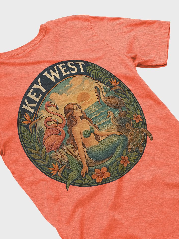 Key West Tropical T-Shirt Ultra Soft Tee with Mermaid, Birds, and Turtle product image (1)