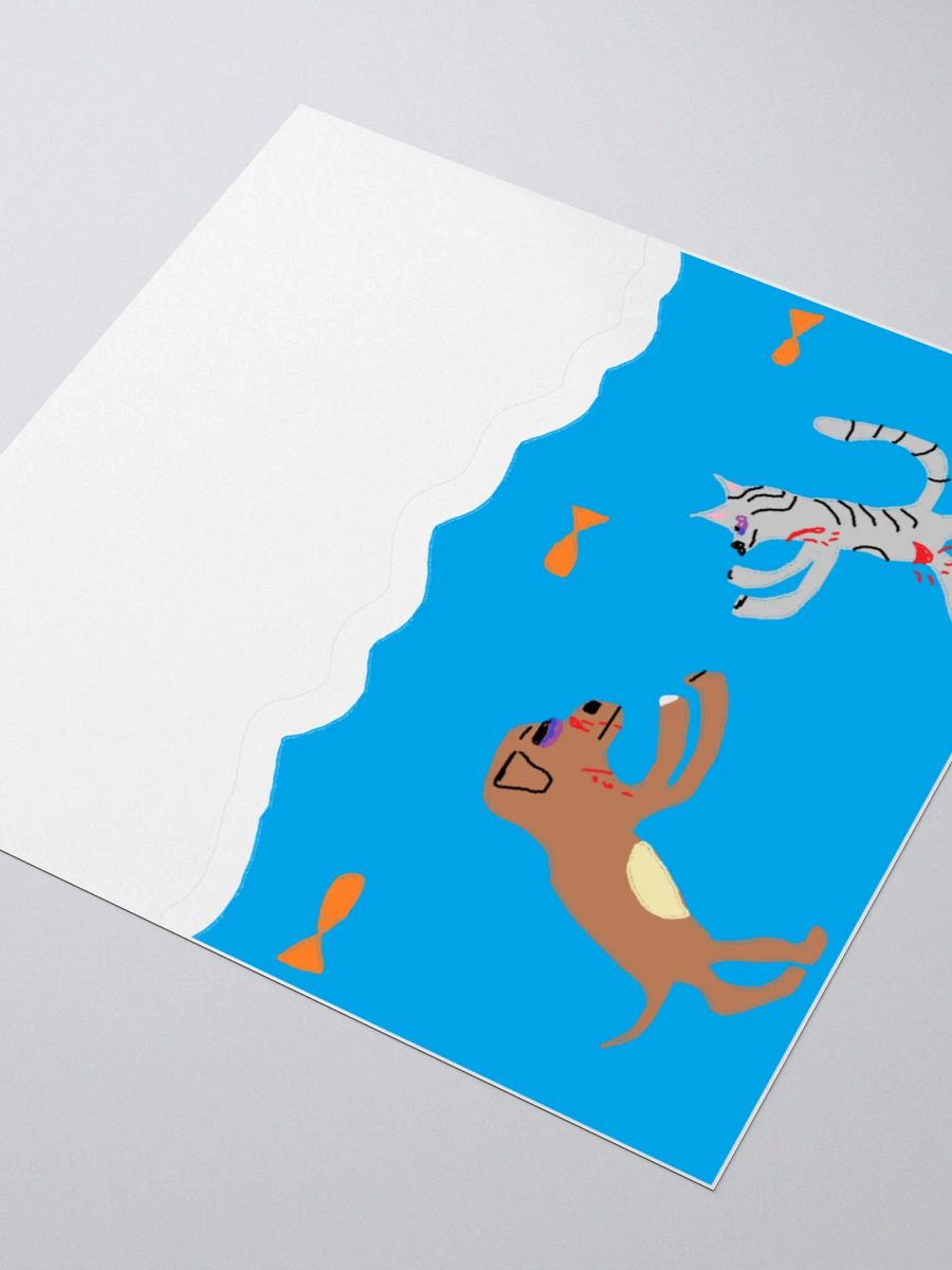 Dog Fighting Cat Underwater Sticker product image (6)