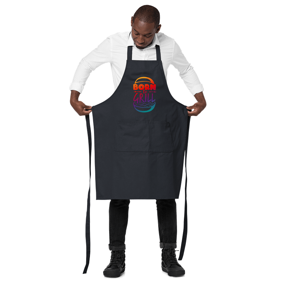 Born to Grill Apron | 100% Organic Cotton | Adjustable Straps | Large Front Pocket | BBQ & Grilling Apron product image (2)
