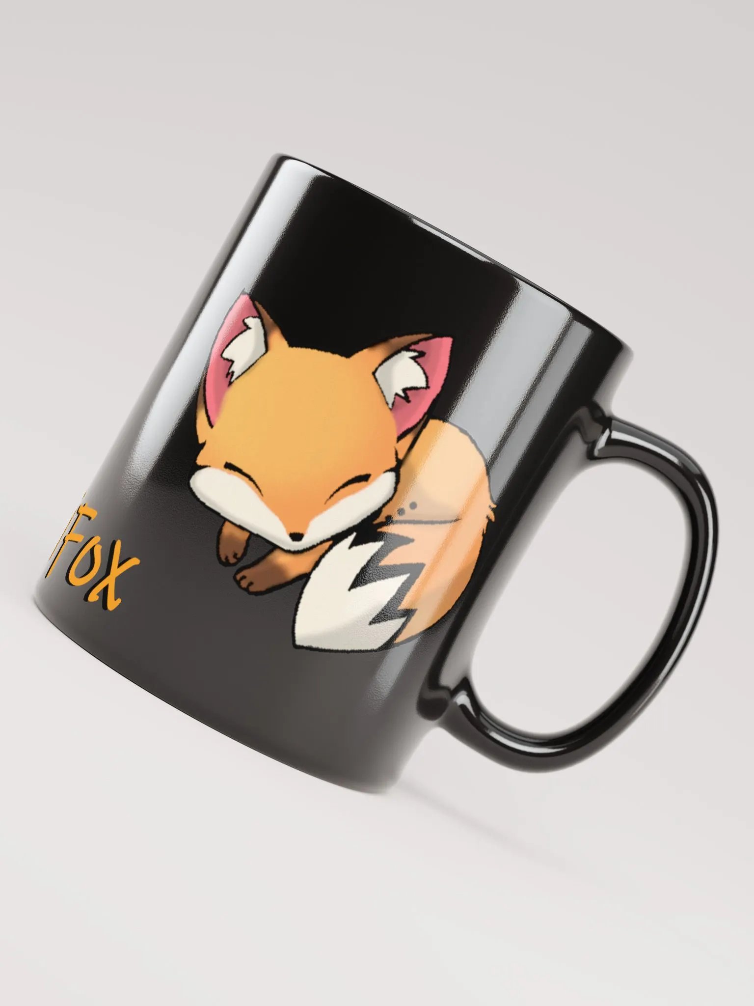 Sleepy Fox Black Glossy Mug product image (3)