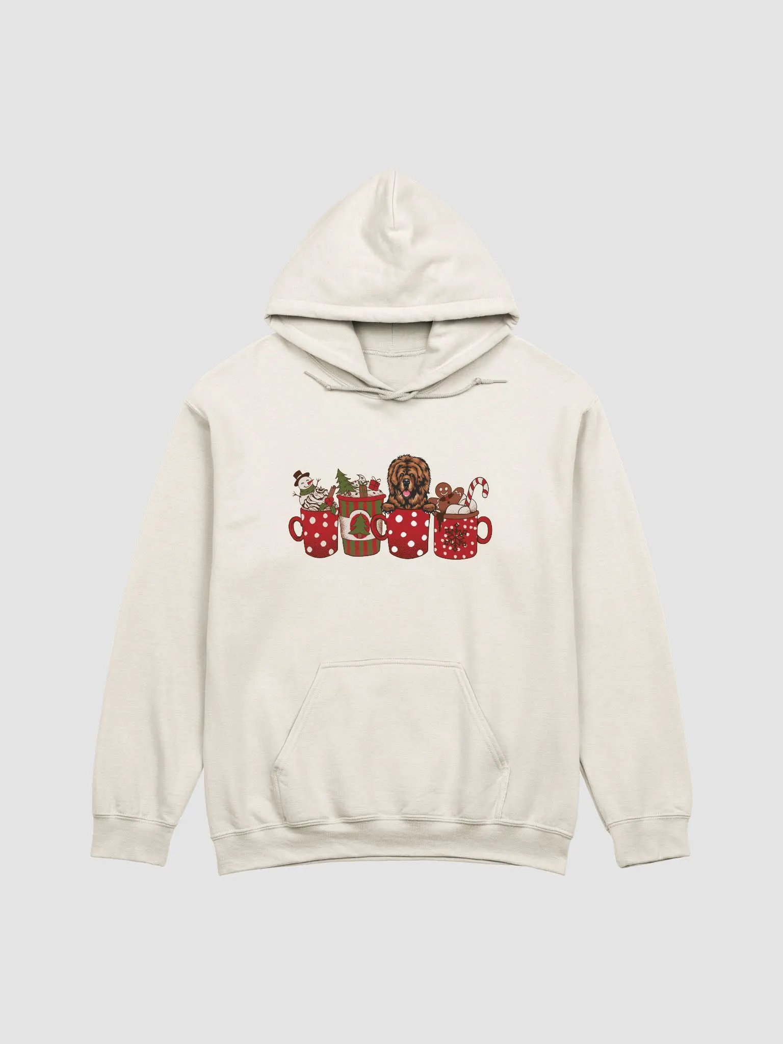 Cute Tibetan Mastiff in a Christmas Cup Hooded Sweatshirt | Funny Christmas Pup in a Cup product image (19)