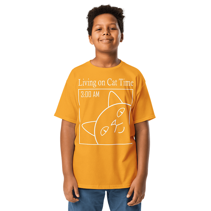 Living on Cat Time - Unisex Youth Heavyweight T-shirt product image (1)