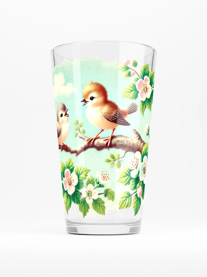 Whimsical Birds on a Tree Branch 16 oz Glass product image (1)