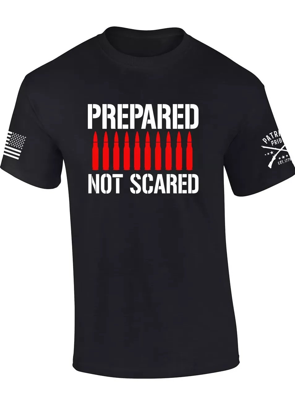 Patriot Pride Mens Patriotic T-shirt Prepared Not Scared Ammo American Flag product image (1)
