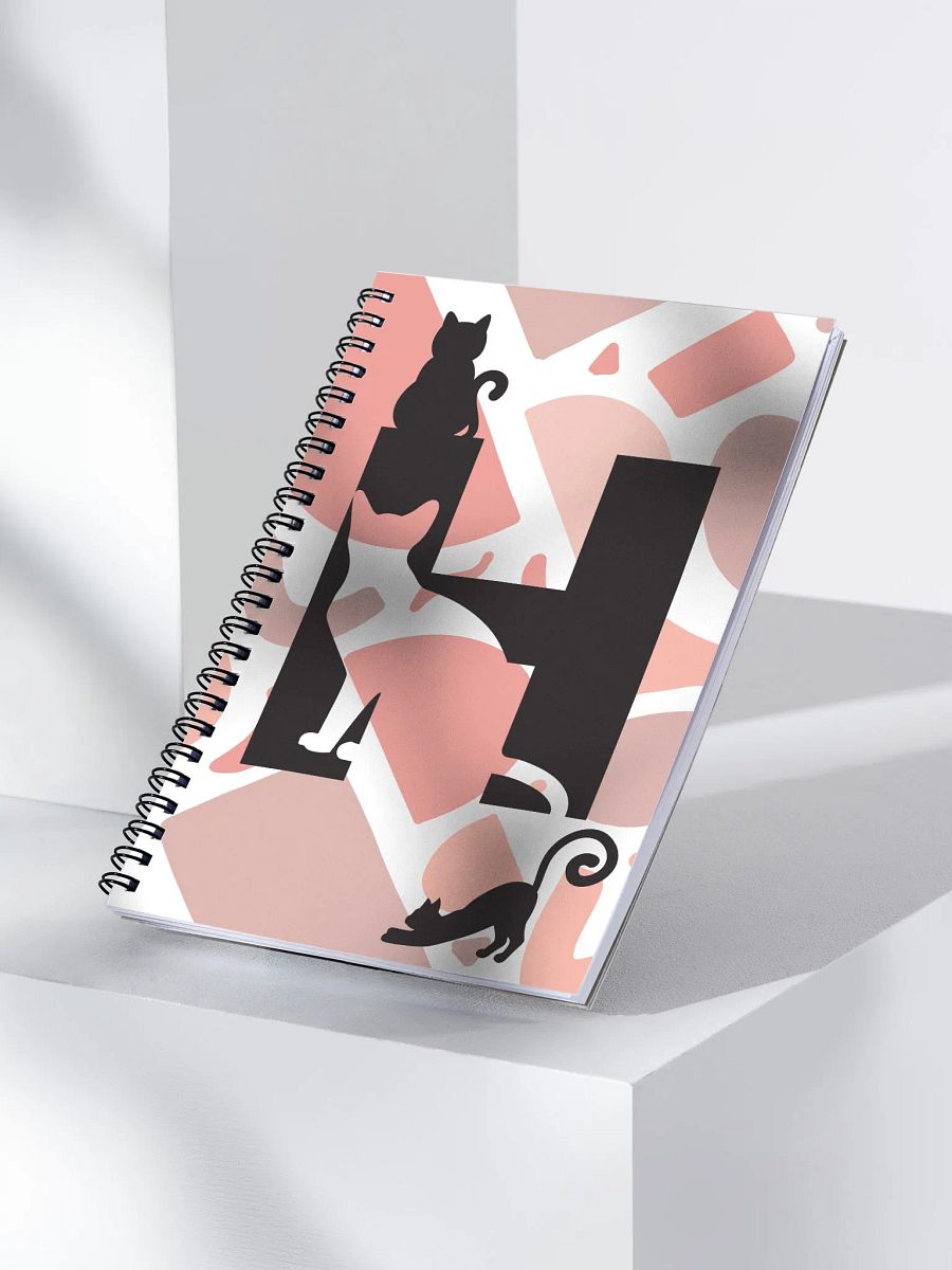 Monogram Letter H Cat Lover Geometric Pinks Notebook product image (3)