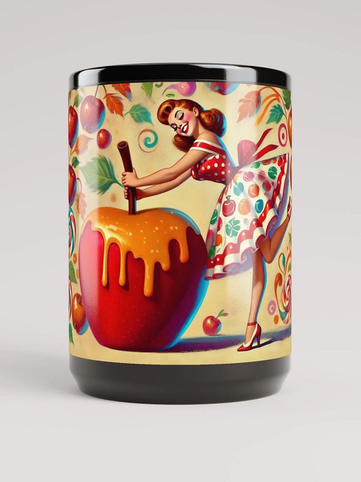 Happy Caramel Apple Coffee Cup - 15 oz Black Glossy Mug product image (1)
