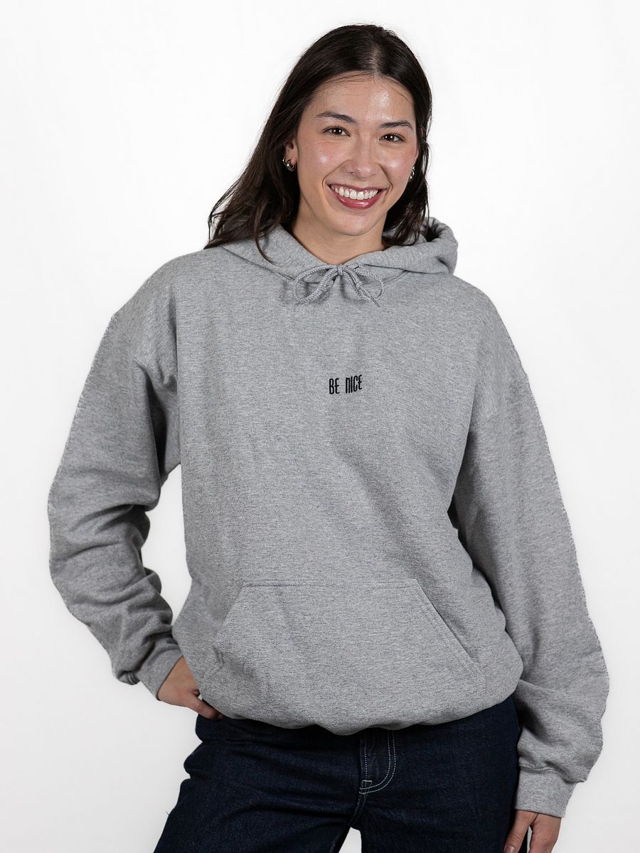BE NICE Embroidered Message Hoodie (Black Text) product image (6)