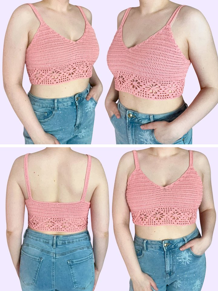 Crochet Pattern: Floral Diamond Crop Top, Sizes XS-XL or Made to Measure product image (2)