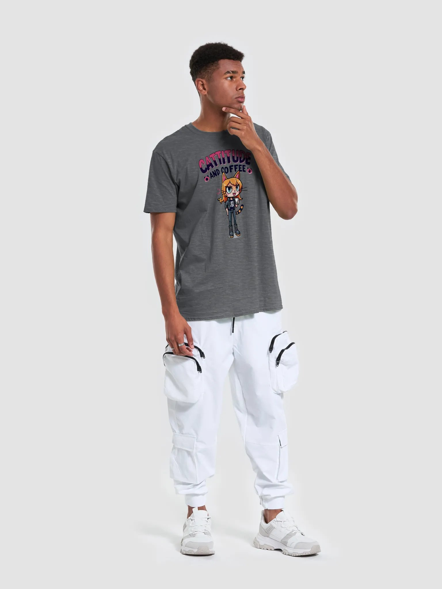 Cattitude and Coffee Cartoon Cat T-Shirt product image (22)