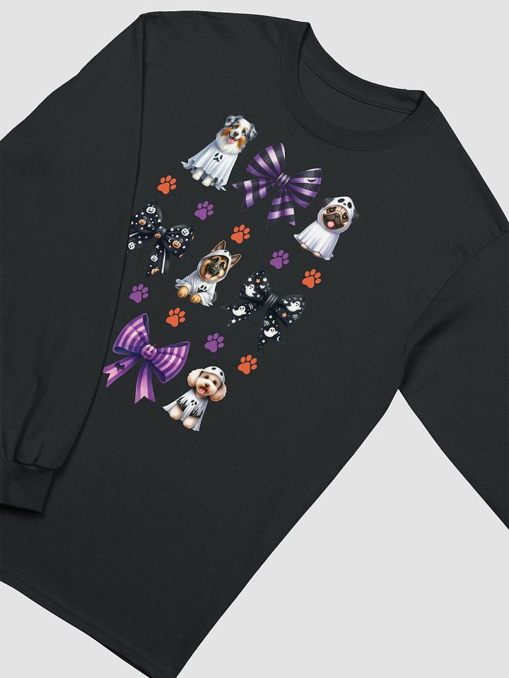 Cute Halloween Dog Ghosts and Bows Long Sleeve T-Shirt Design3 product image (9)