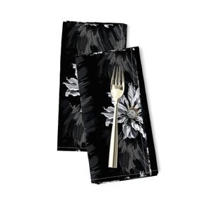 Seamless Pattern - Stripes of White flowers and Gray Leaves on a Black Background product image (9)