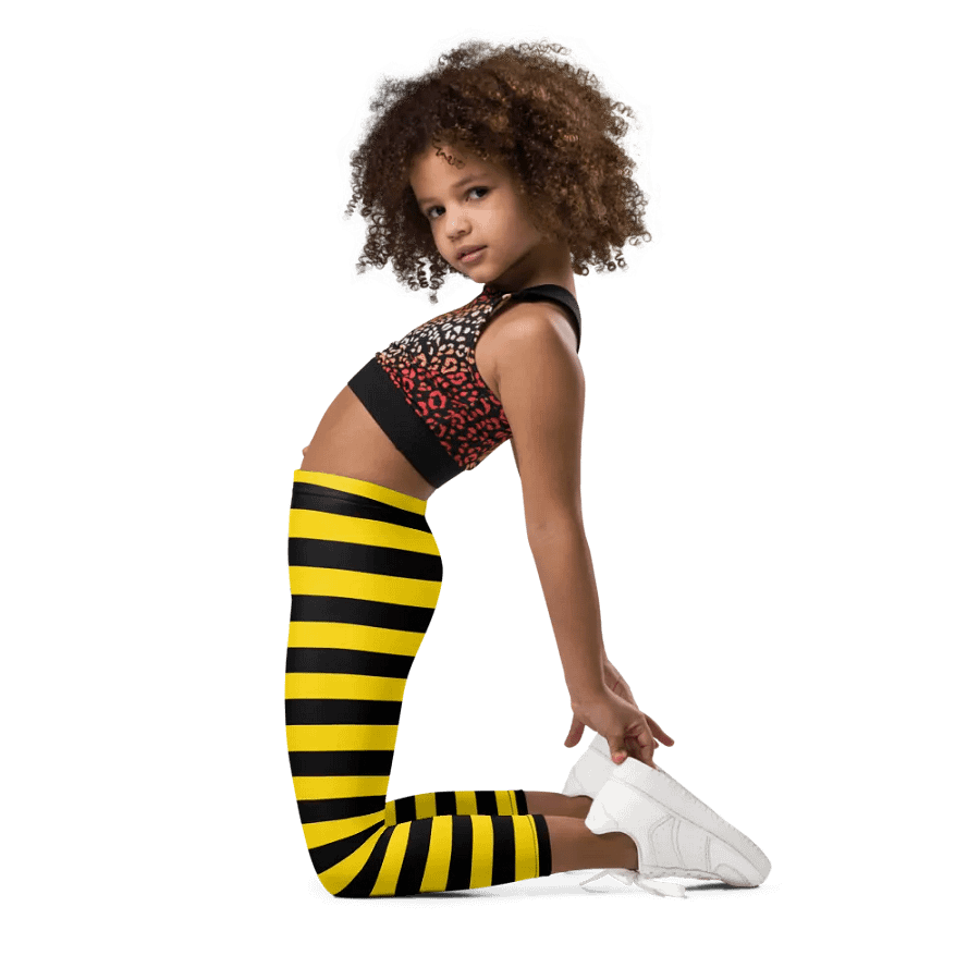 Striped Black and Yellow Kids Leggings product image (5)