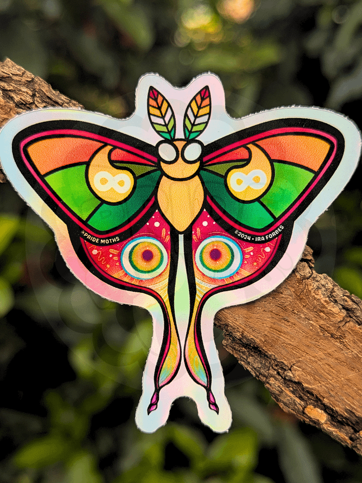Autistic Pride Moth | Holographic Stickers | 3x3 in. | Die Cut Vinyl | Shiny Holo Decal product image (1)