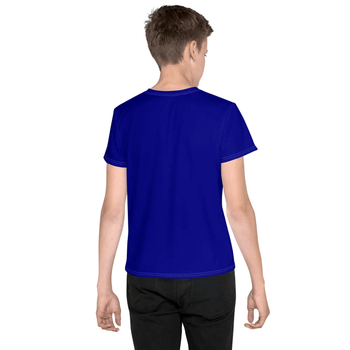 Youth Plain Color Navy Blue T-Shirt product image (2)