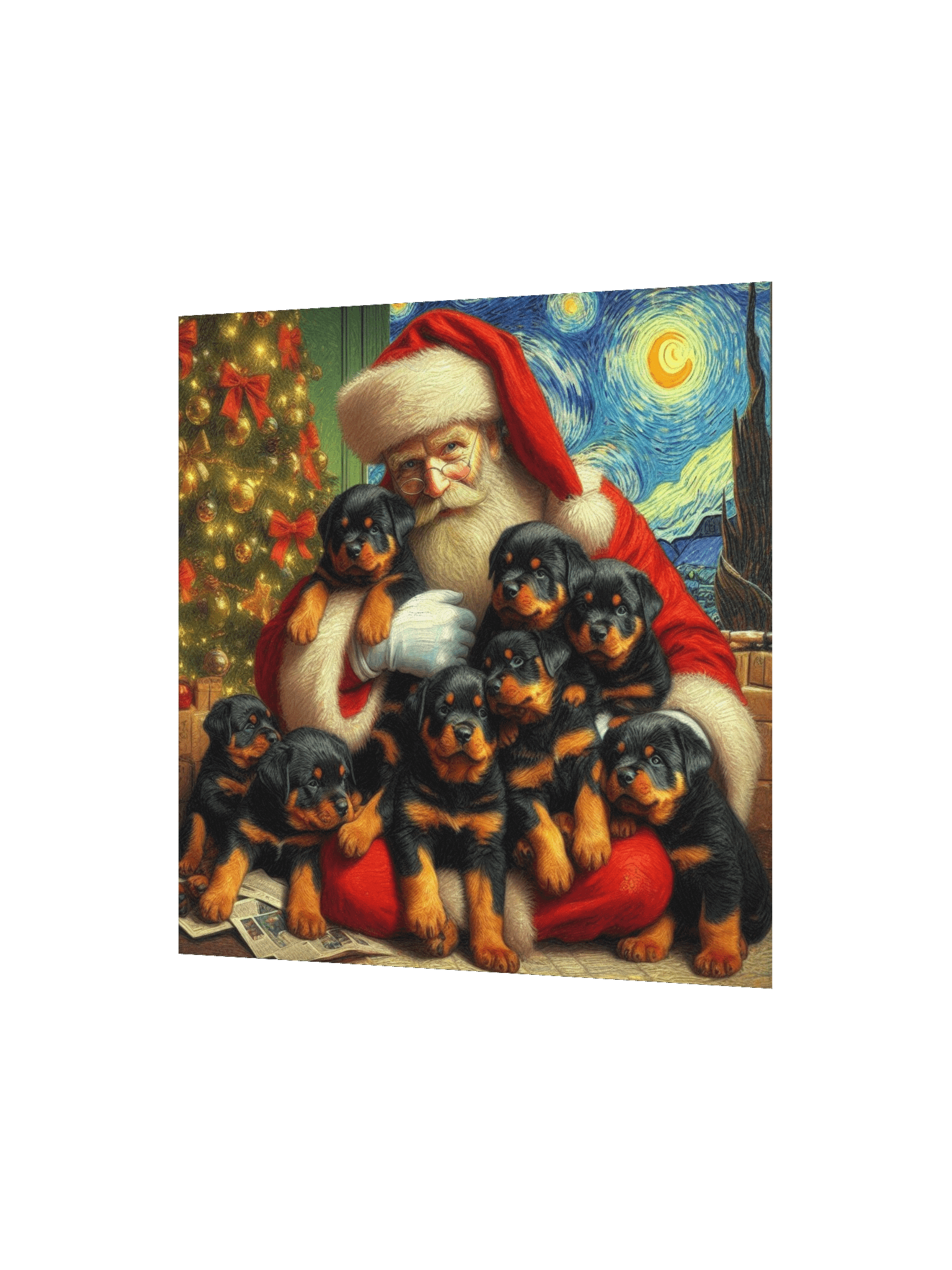 Rottweiler Santa Paws Starry Night Poster product image (7)
