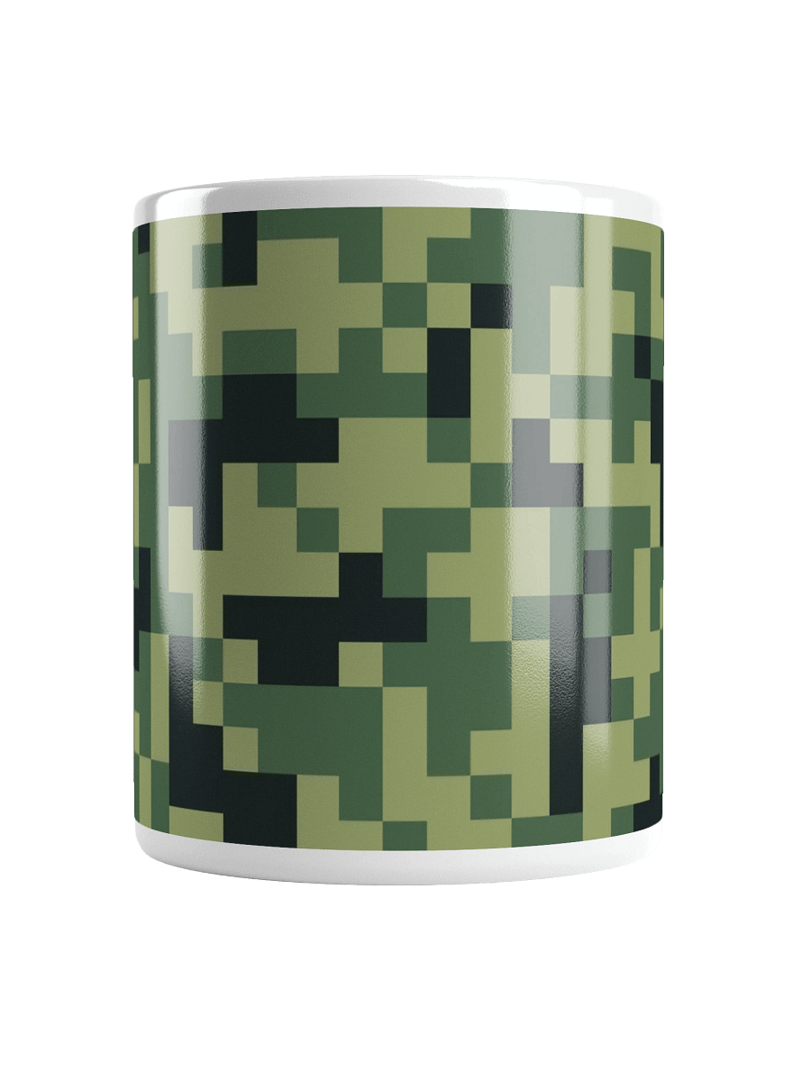 Military Green Camouflage Pixels Camo Pattern White Glossy Coffee Mug product image (5)