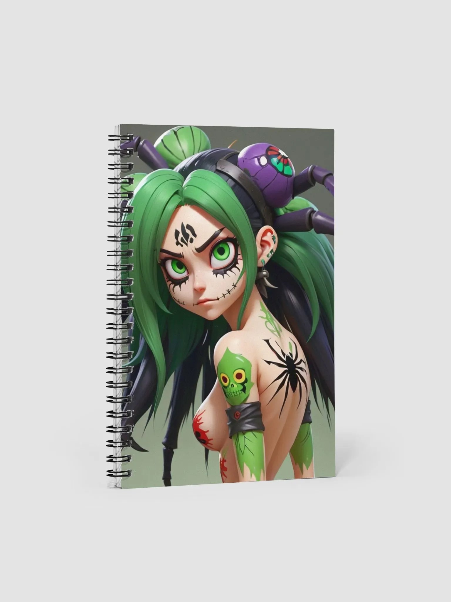 Intense Green-Haired Character Spiral Notebook product image (1)