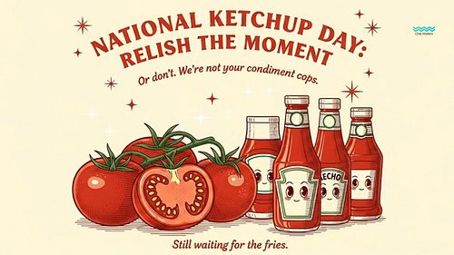 Lets make some waves 🌊 today - 

Ketchup Day! 🍅
AI splashed a wave of tangy goodness. 
Fave ketchup pairing? 

Did You Know? ...