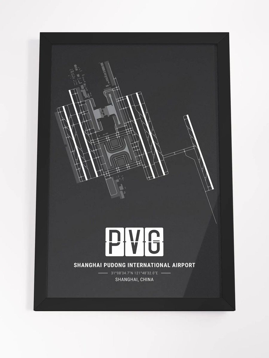 Framed Airport PVG Premium Map On Matt Paper product image (4)