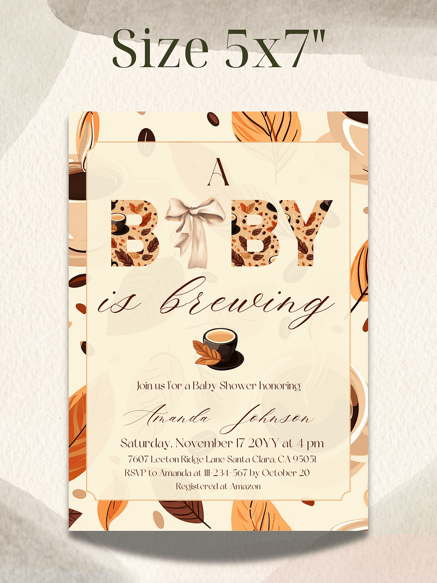 A Baby is Brewing Coffee Baby Shower Invite, Fall Rustic Gender Neutral Shower, Modern Brunch Invitation, Digital Download Canva Template product image (4)