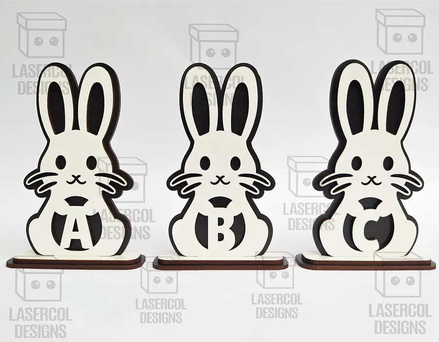 Easter Bunny Monogram Set 2 (3 Sizes) - Laser Cut Files product image (5)